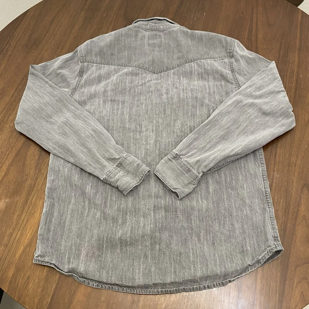 Levis Sawtooth Pearl Snap Shirt Medium Gray Button Up Casual Workwear